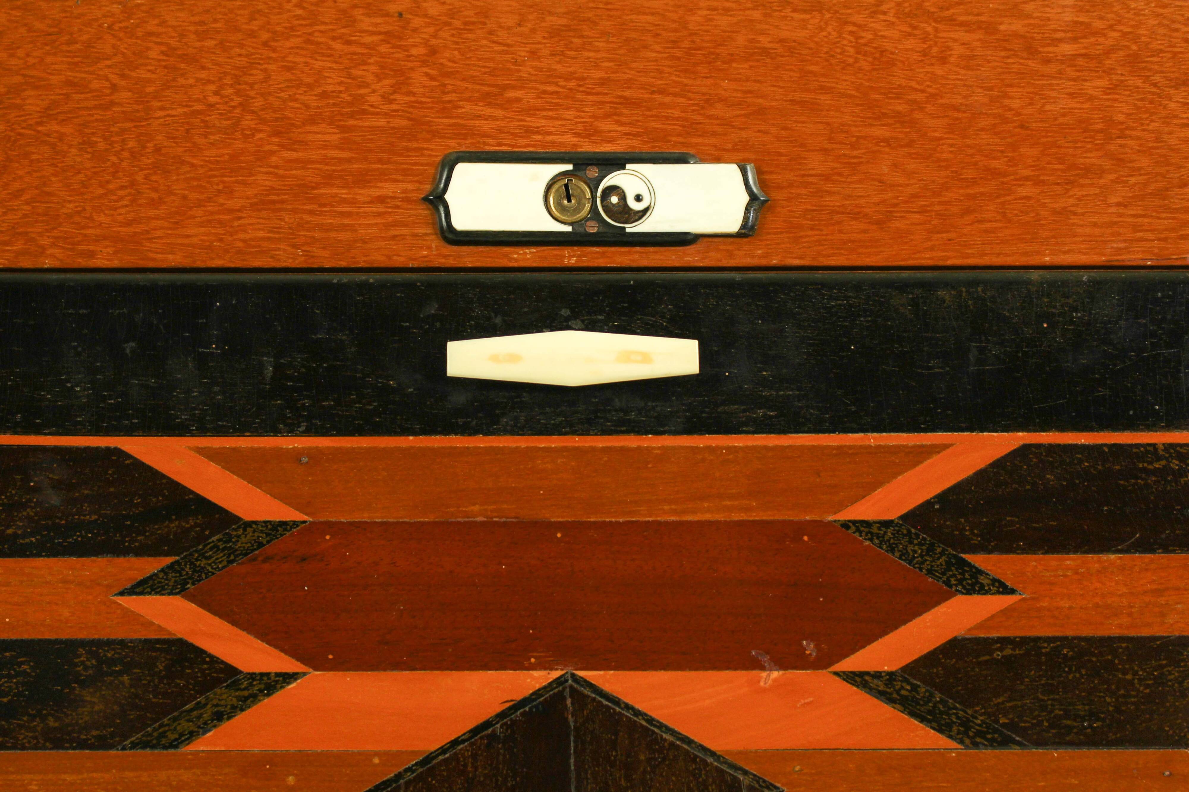 Solid high quality teak art deco secretaire by Gerson’s furniture store, produced in Bangkok, 1930s