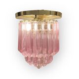 Lampe de plafond striée Murano, années 1980