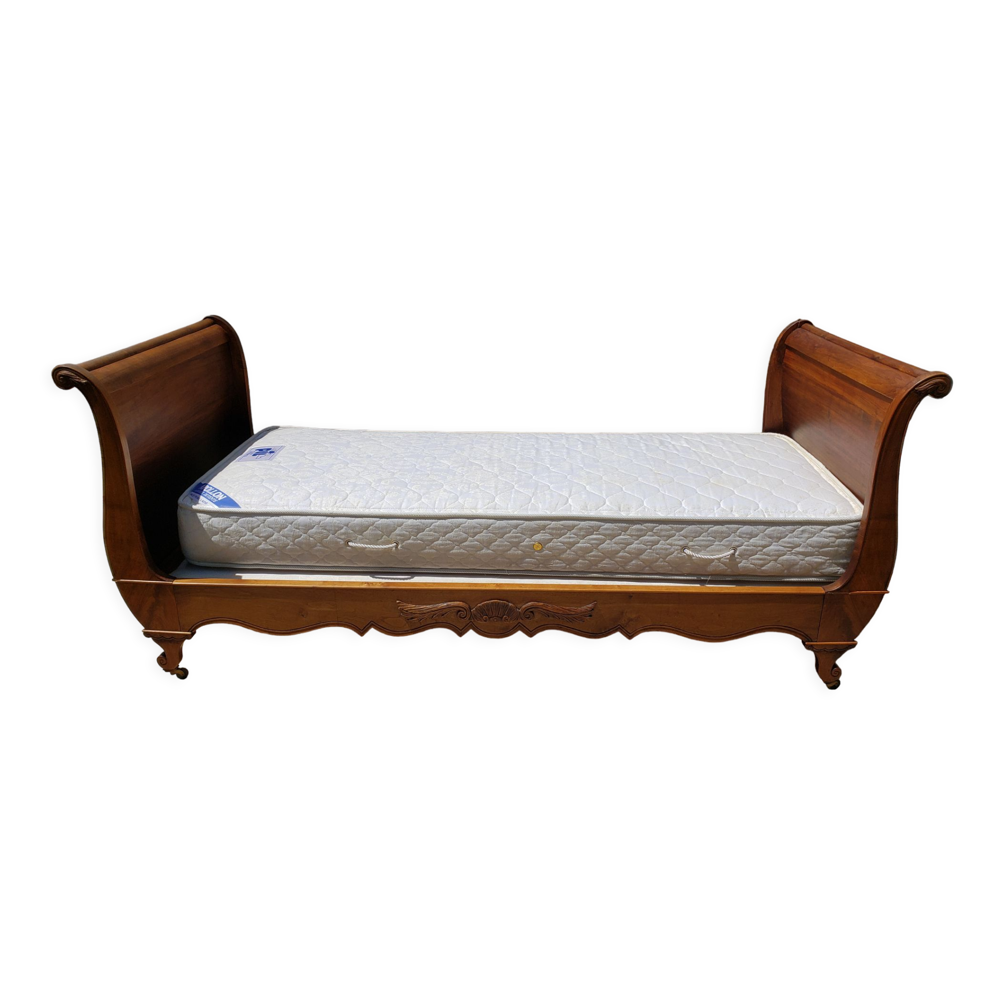 Louis-Phillipe style boat bed solid walnut