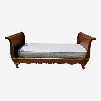 Louis-Phillipe style boat bed solid walnut