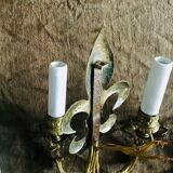 Paire d’appliques fleurs de lys bronze 3 lumières