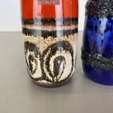 Set of Four Vintage Pottery Fat Lava Vases Made by Scheurich, Germany, 1970s