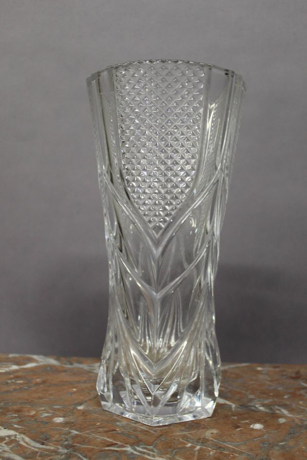 Grand vase en cristal taillé Cristal d'Arques 1950