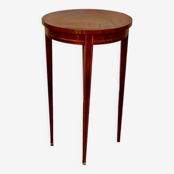 Louis xvi style pedestal table, rosewood, ebony and lemon tree
