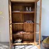 Glass cabinet or display case in pine 1950