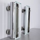 Pair of vintage 1960s metal and glass wall lamps, Italian design