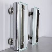 Pair of vintage 1960s metal and glass wall lamps, Italian design