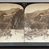 Old photography stereo, stereograph, luxury albumine 1903 Great Wall of China