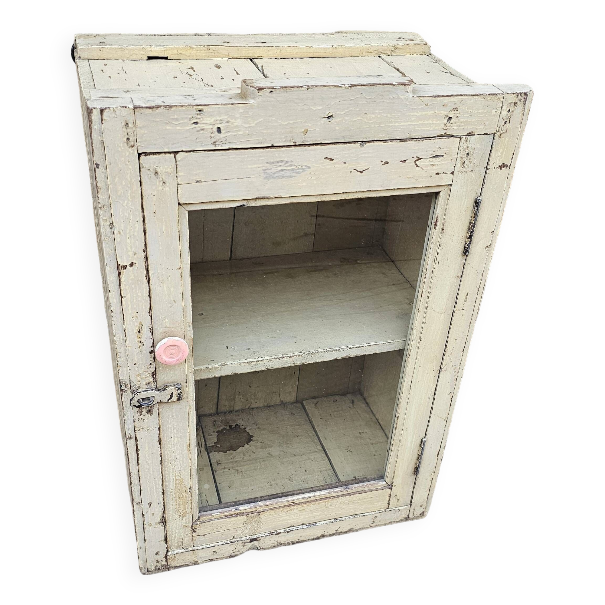 Antique Art Deco wall display cabinet in Burmese teak.