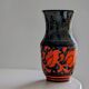Sgraffito Scraffito enameled ceramic vase in green and orange colors - Year 1950