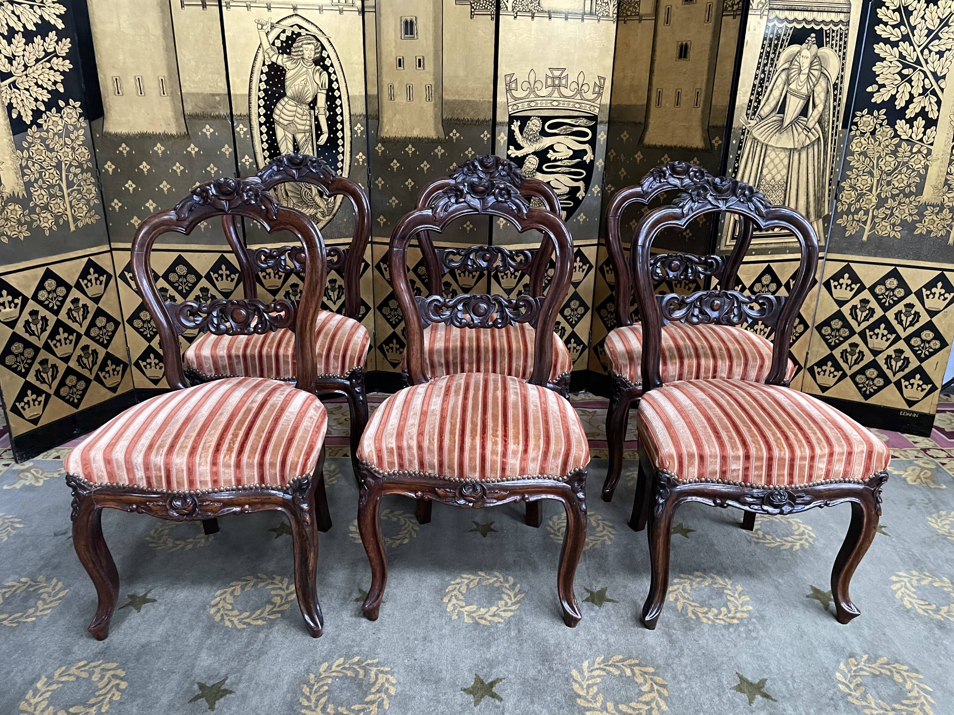 Suite de 6 chaises louis philippe en palissandre