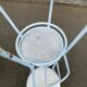 3 white steel and beige leather bistro chairs