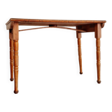 Old wooden table with turned legs - speckled top
