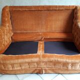 Orange velvet two-seat sofa
