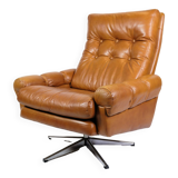 Armchair made in cognac leather, danish design from 1980s