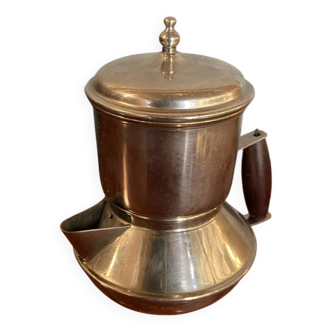 Ancienne Théière TASSUNIC Métal Argenté + Anse Bois Unis France Vintage