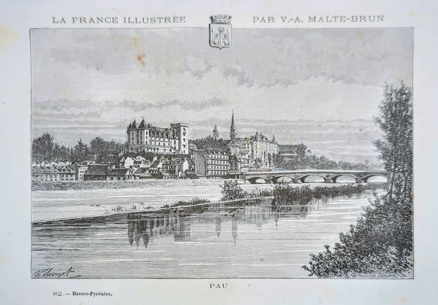 Pau, Pyrénées-Atlantiques, printed illustration from 1883.
