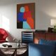 Peinture figurative minimaliste " A hug" 100x81cm