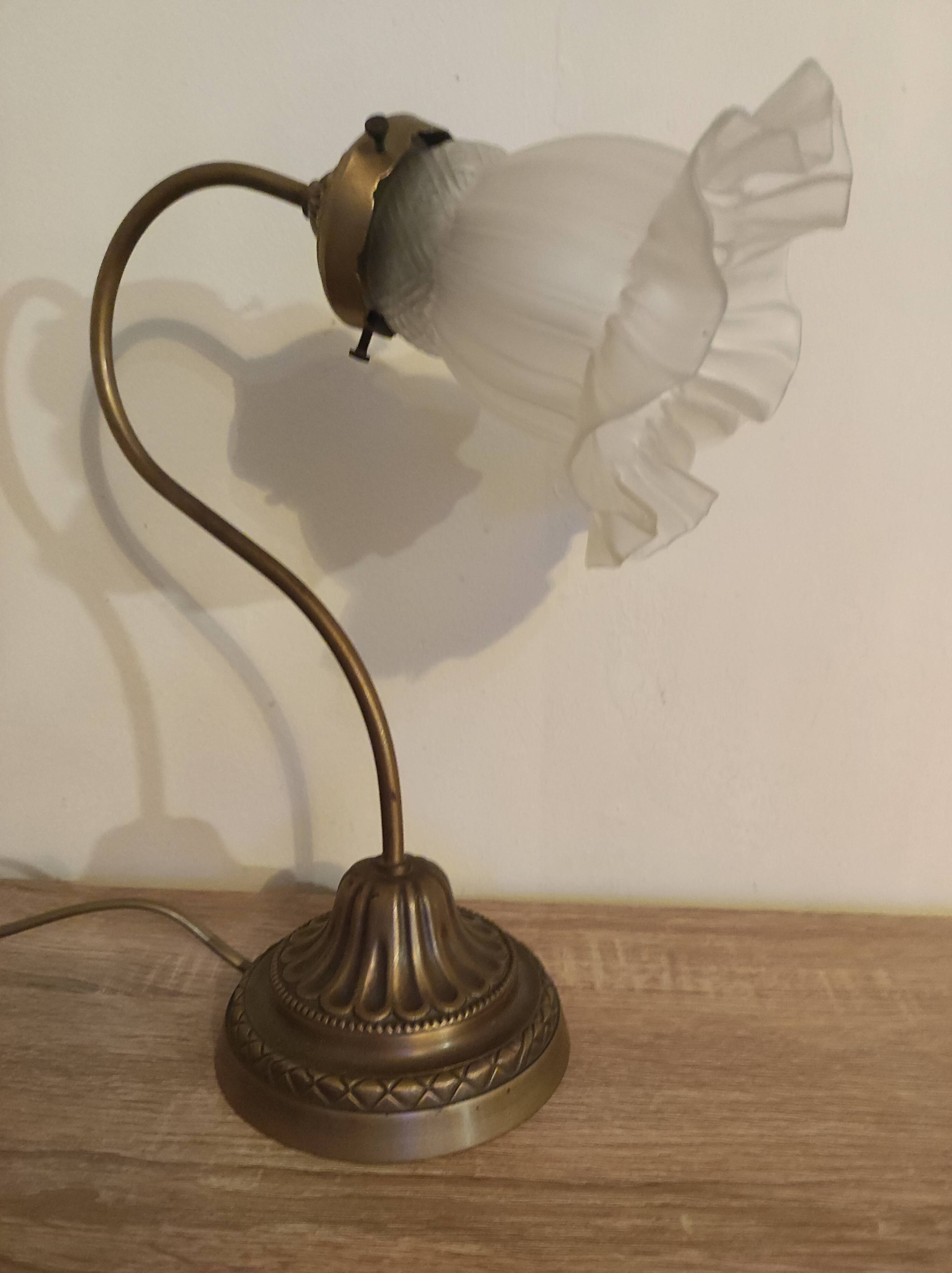 Bronze gooseneck desk lamp and glass paste