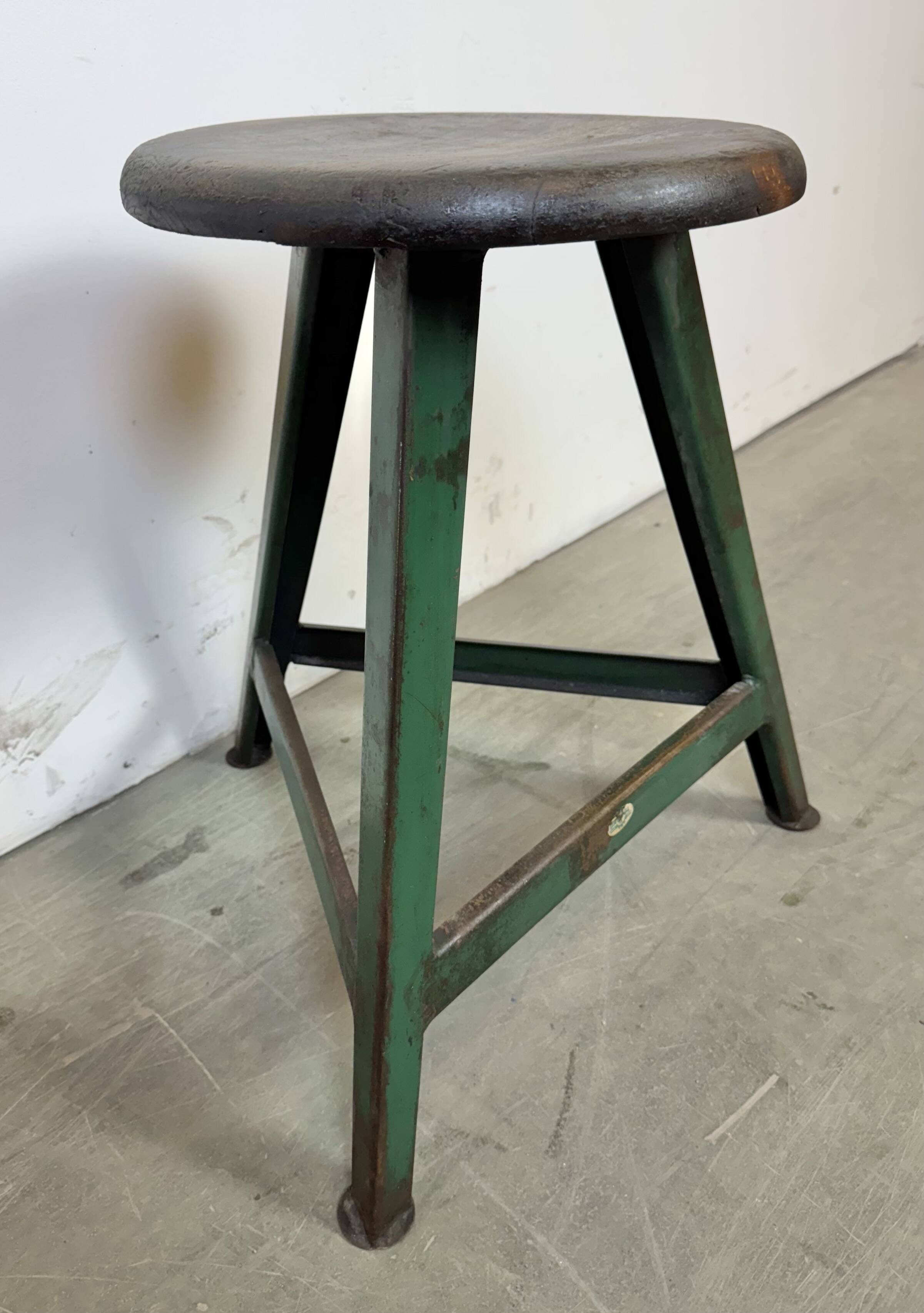 Dark Green Industrial Workshop Stool from Drupol, 1960s