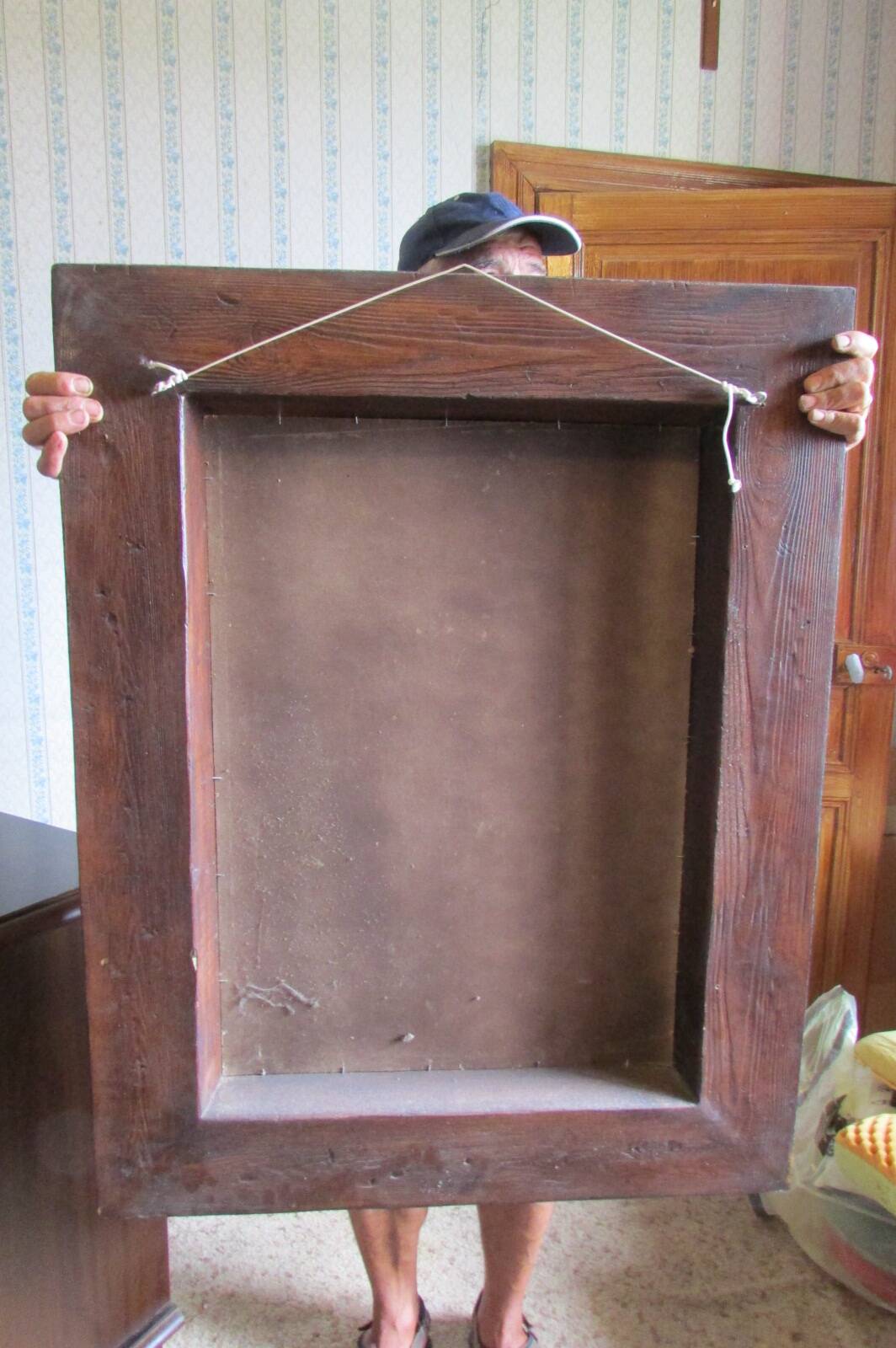 Large mirror in natural stained wood