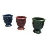 3 egg cups anduze vase