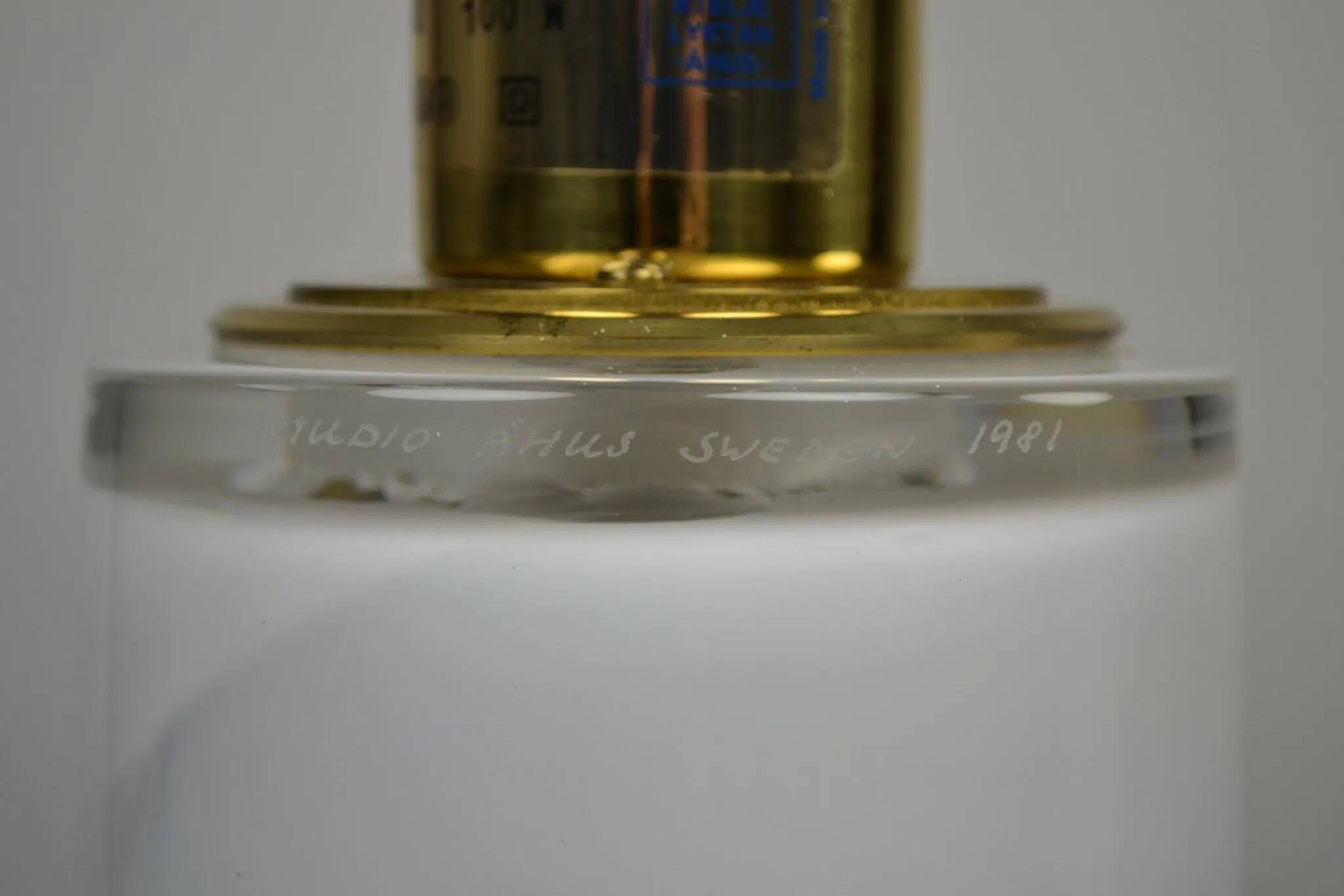 Large Glass Table Lamp by Hannelore Dreutler/Studio Åhus for Ateljé Lyktan, signed and dated 1981