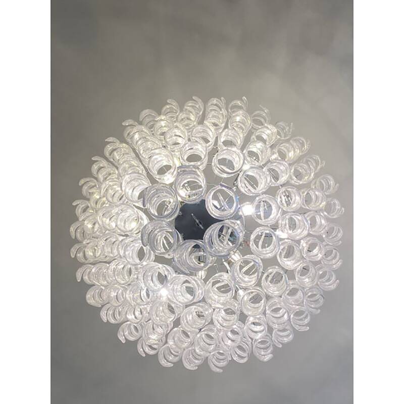 Transparent and White “Ricci” Murano Glass Chandelier