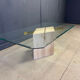 Travertine and brass coffee table by Artedi, 1980s