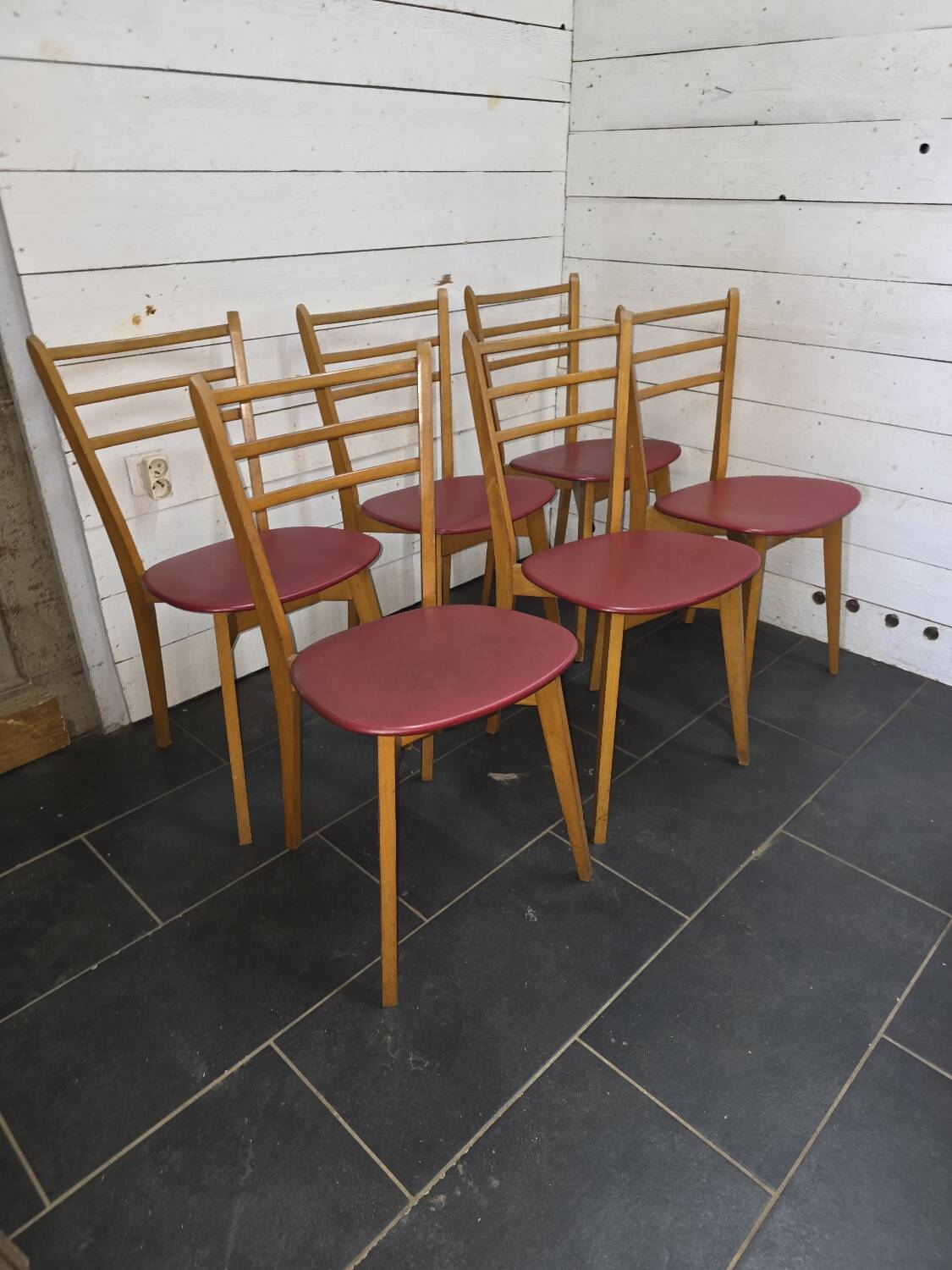 6 chaises vintage années 60