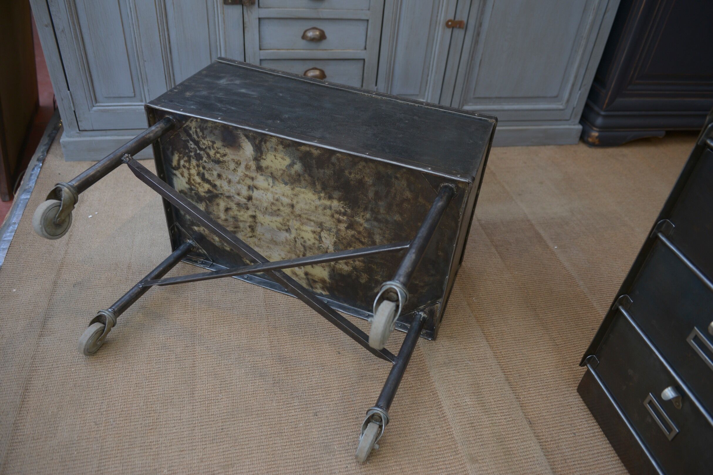 Factory trolley in polished metal 1950