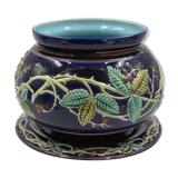 Cover-pot decor of murals in majolica Sarreguemines Majolica earthenware