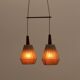 Lampe à suspension vintage à deux abat-jour et teck, 1960 Suède