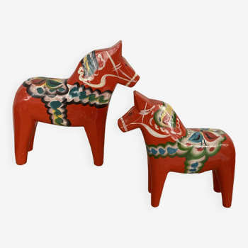 Paire de chevaux "Dala" vintage étiquette origine