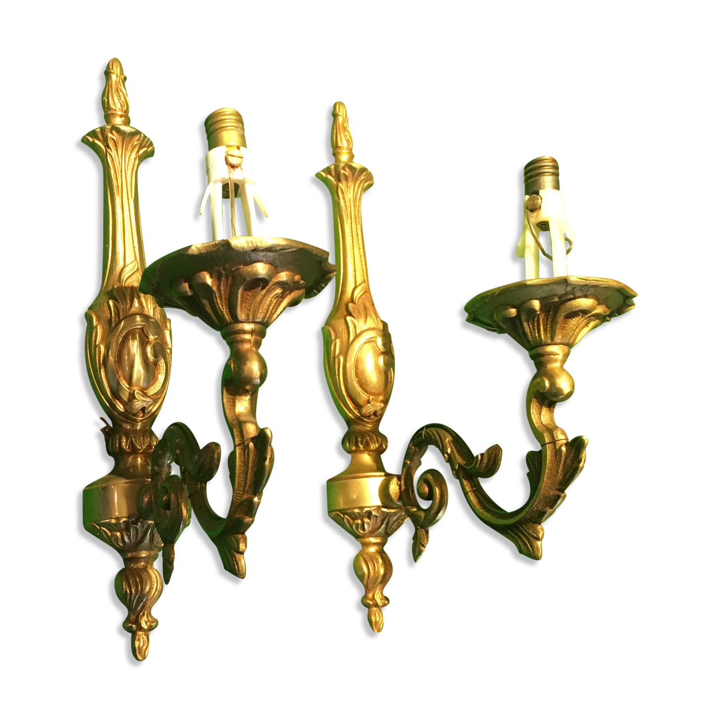 Pair of bronze wall lamps