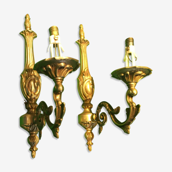 Pair of bronze wall lamps