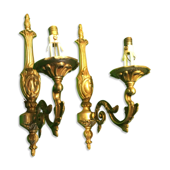 Pair of bronze wall lamps