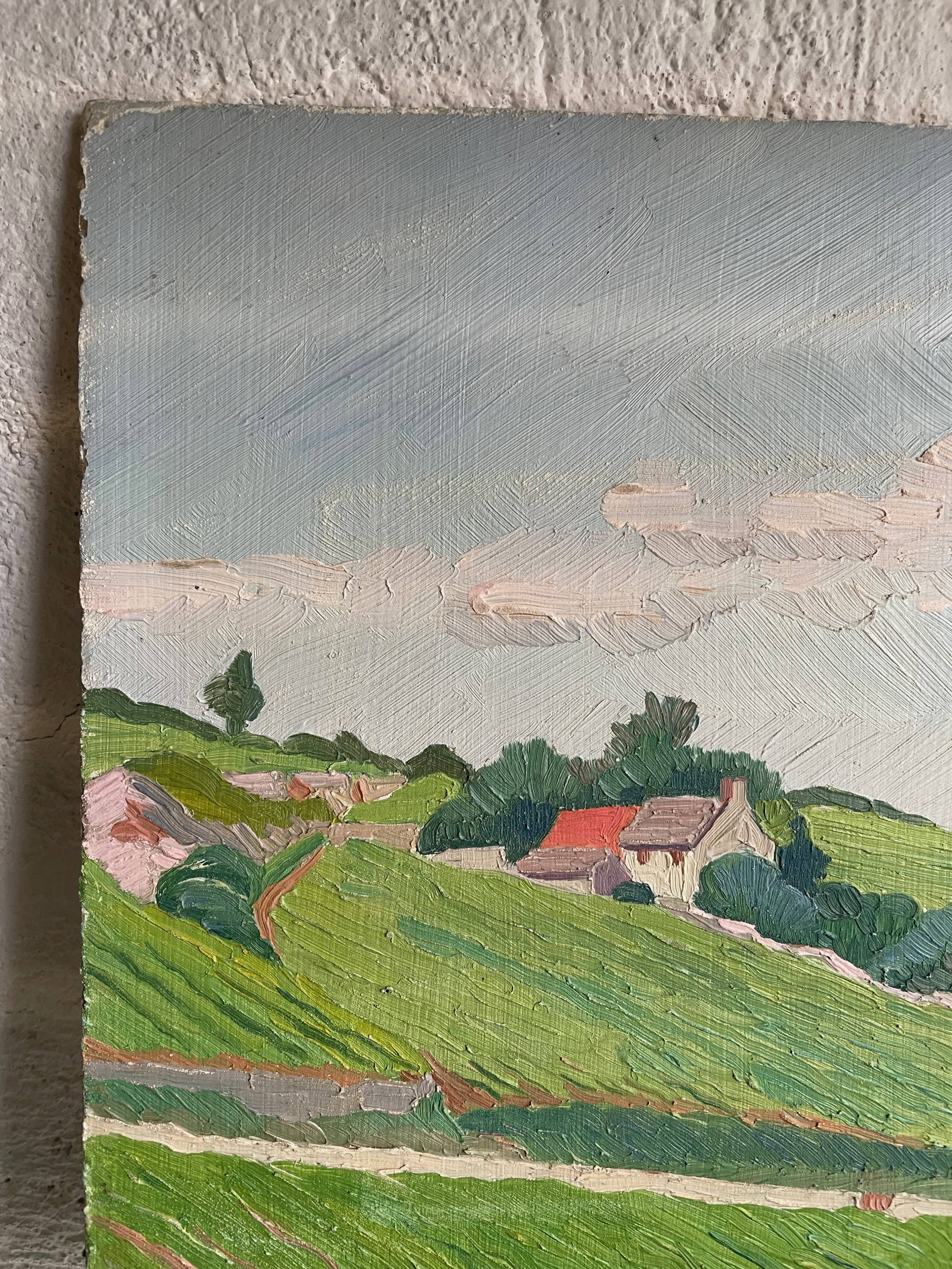Painting oil landscape countryside 1935
