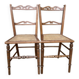 Old chairs in wood and canework