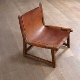 Pair of Riaza chairs in cognac leather by Paco Muñoz for Darro Gallery, Spain