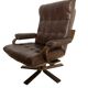 Vintage Scandinavian armchair in curved wood and leather