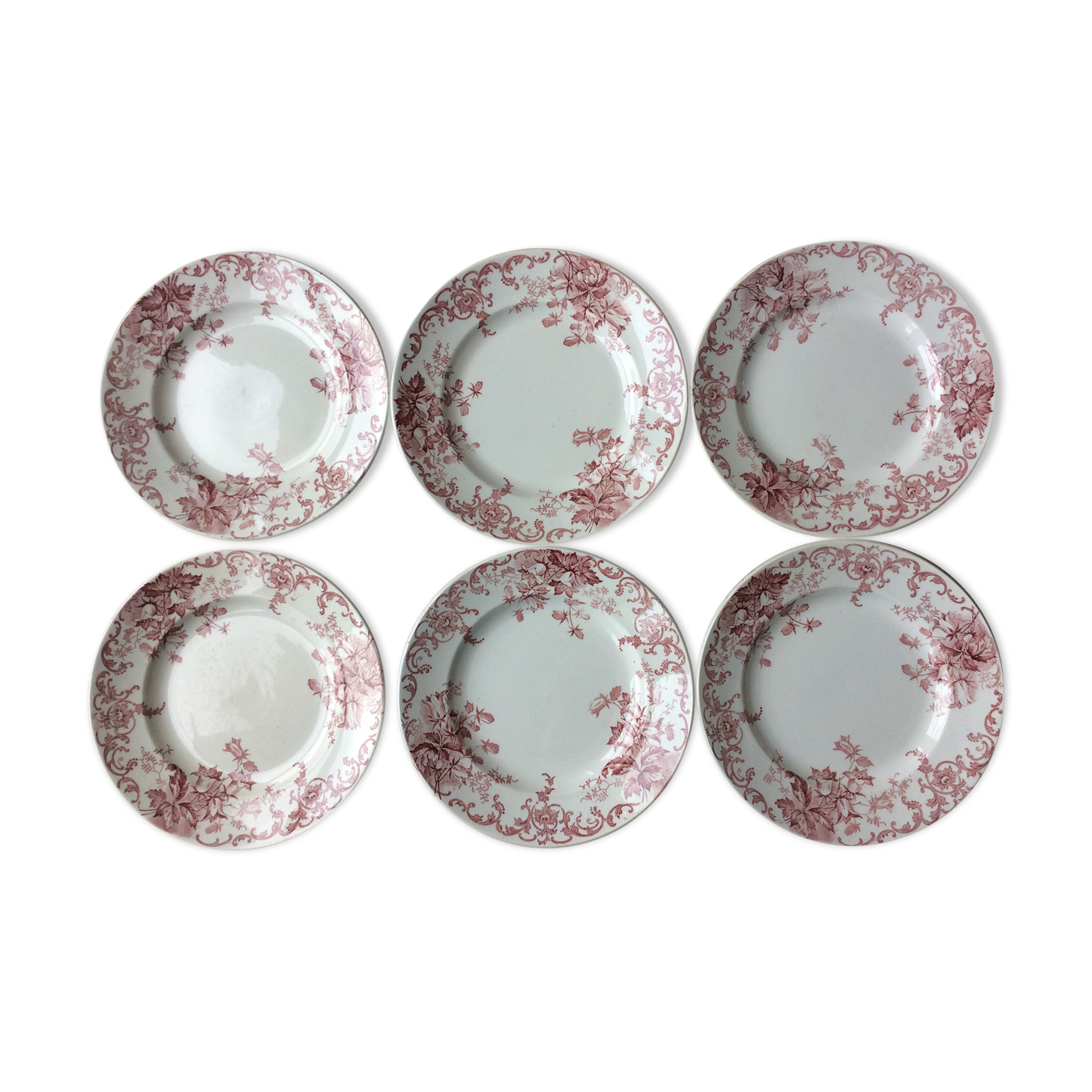 Series of 6 old flat plates Iron Land