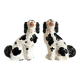 Pair of black Cavalier King Charles dogs in Staffordshire pottery, 19th century.