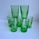 Set of 7 green glass liquor glasses 60s-70s
