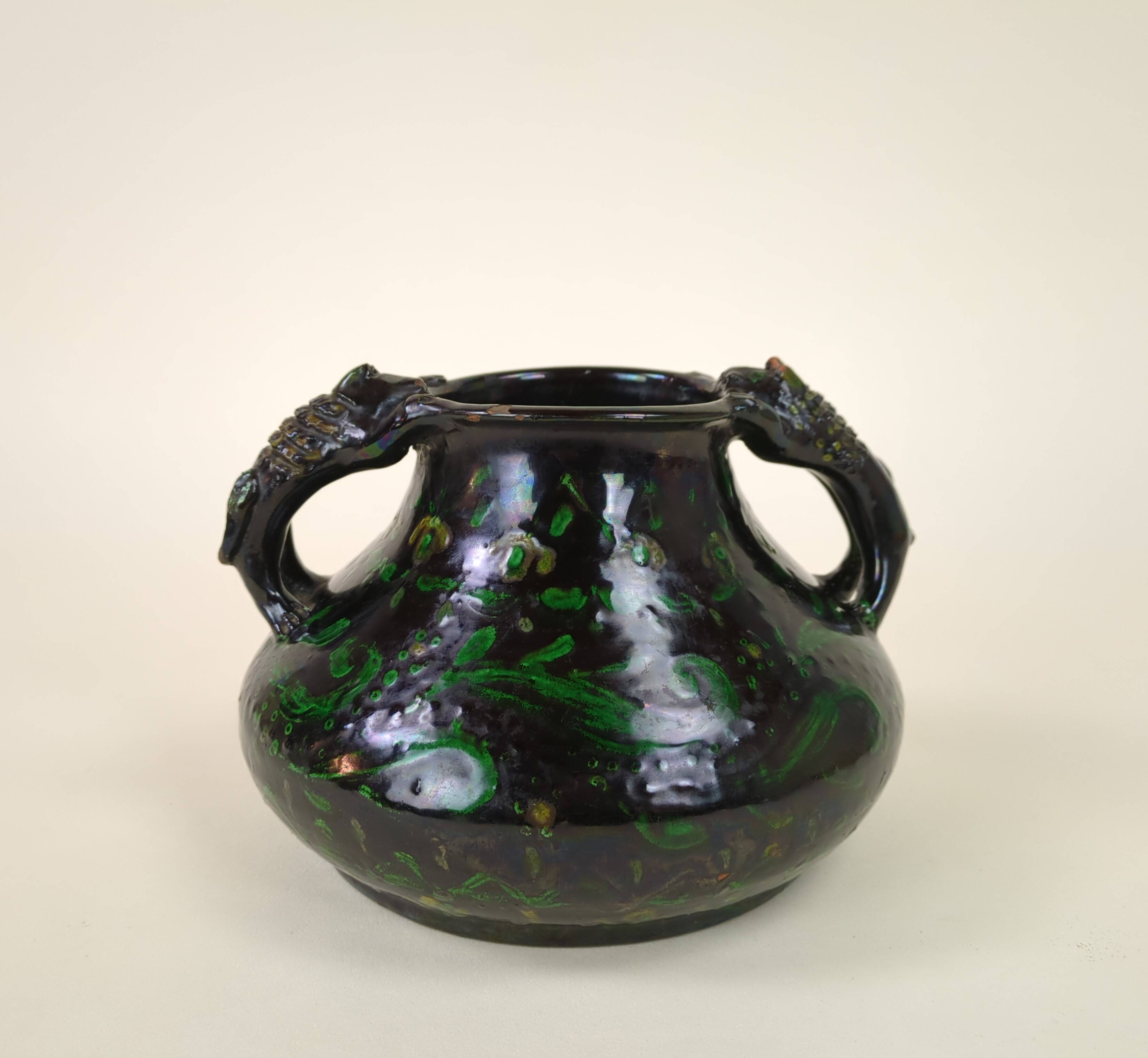 Spanish pottery vase with two handles