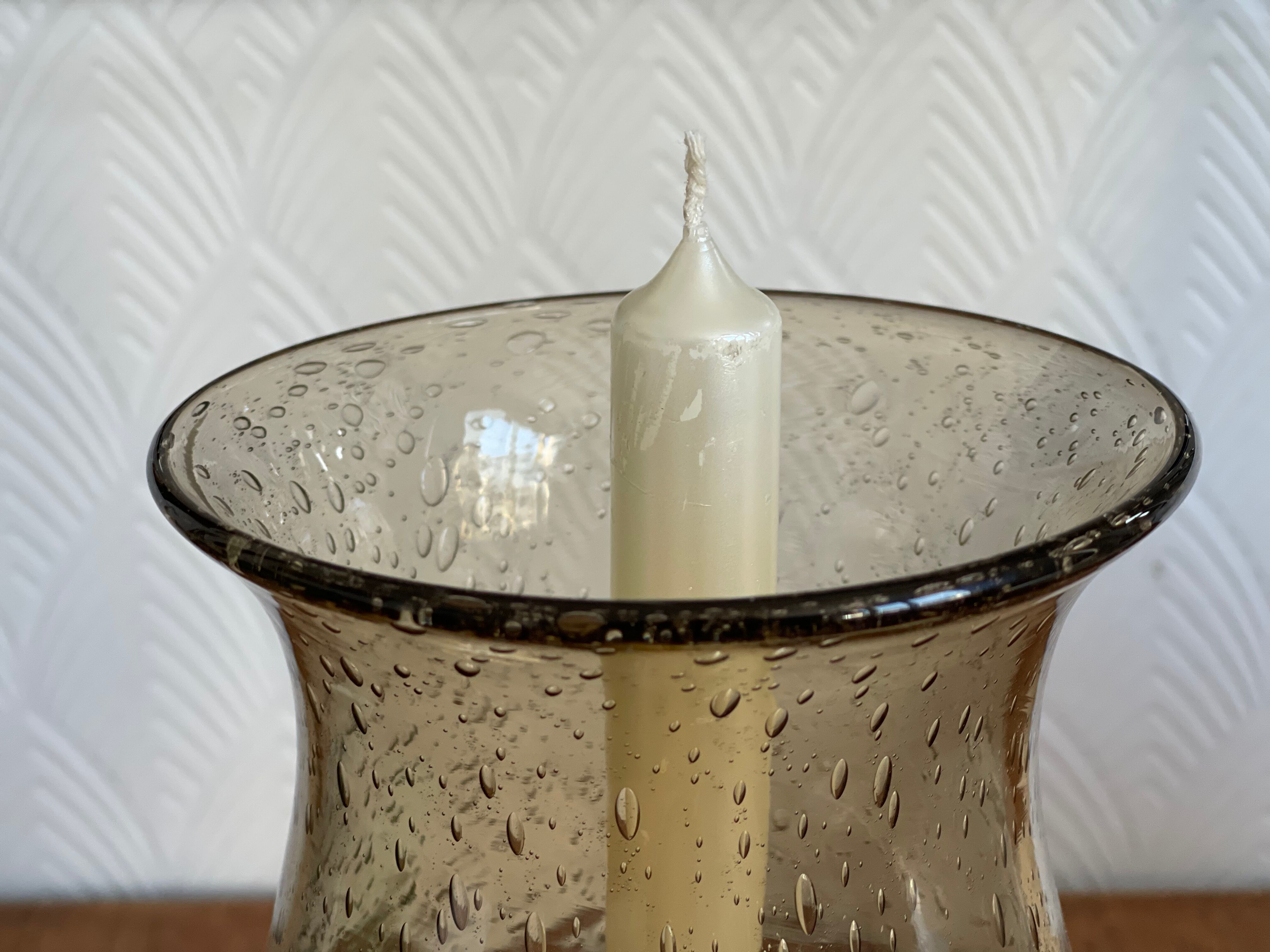 Bubbled glass candle holder 1970