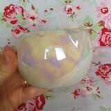 Round milk pot old vintage pink iridescent metallic art deco