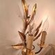Pair of gold-tone metal leaf wall sconces