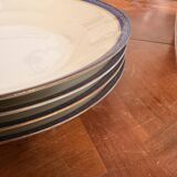 Lot 6 Deep Plates Limoges Porcelain Blue Gold Betoule & Legrand France