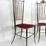 Paire vintage de chaises hautes en laiton de Chiavari, Italie Années 1950